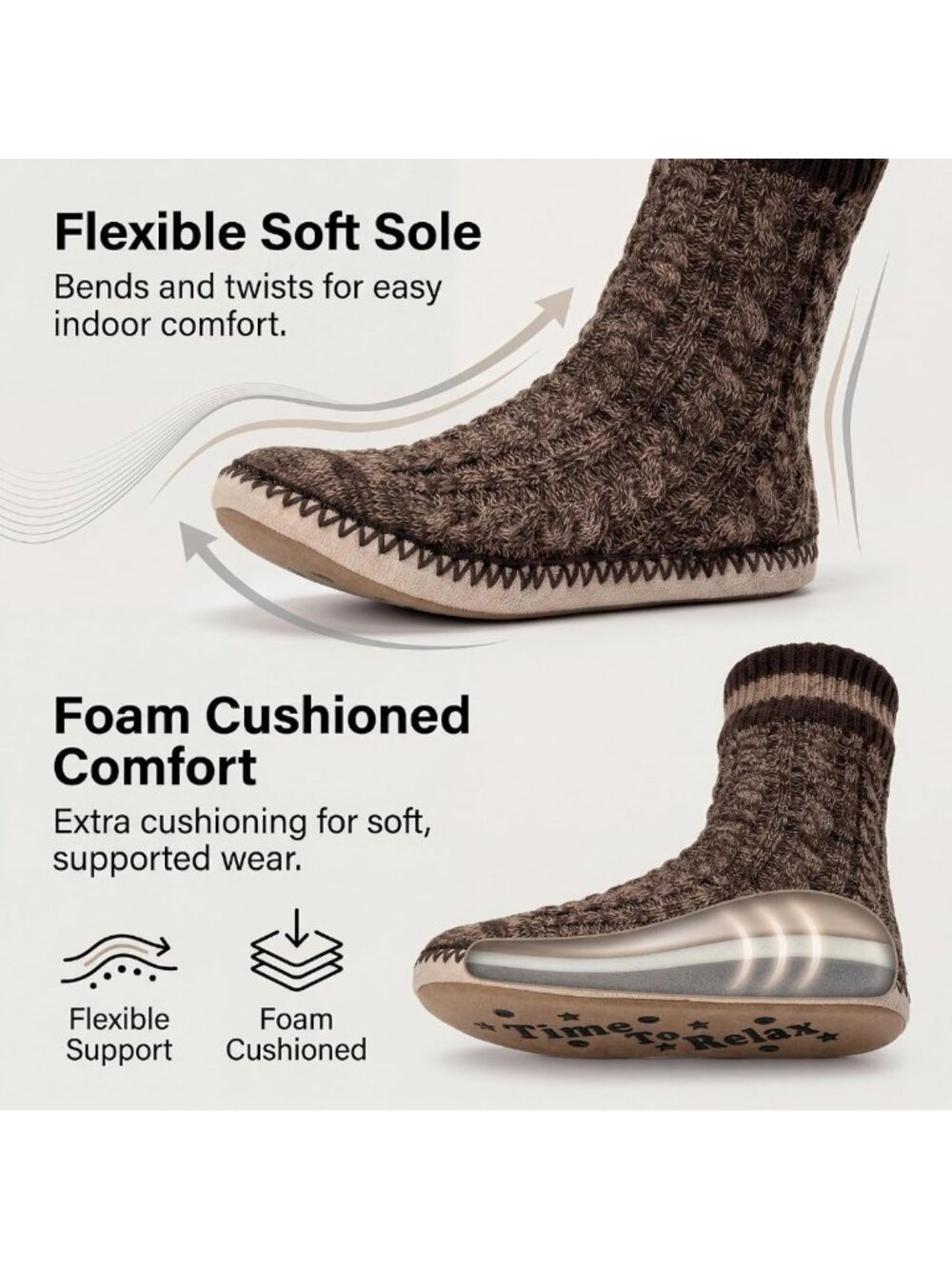 Cozy Men's Fleece-Lined Slippers | Soft Sole, Non-Slip, Warm Sock Shoes - Picture 4 of 9
